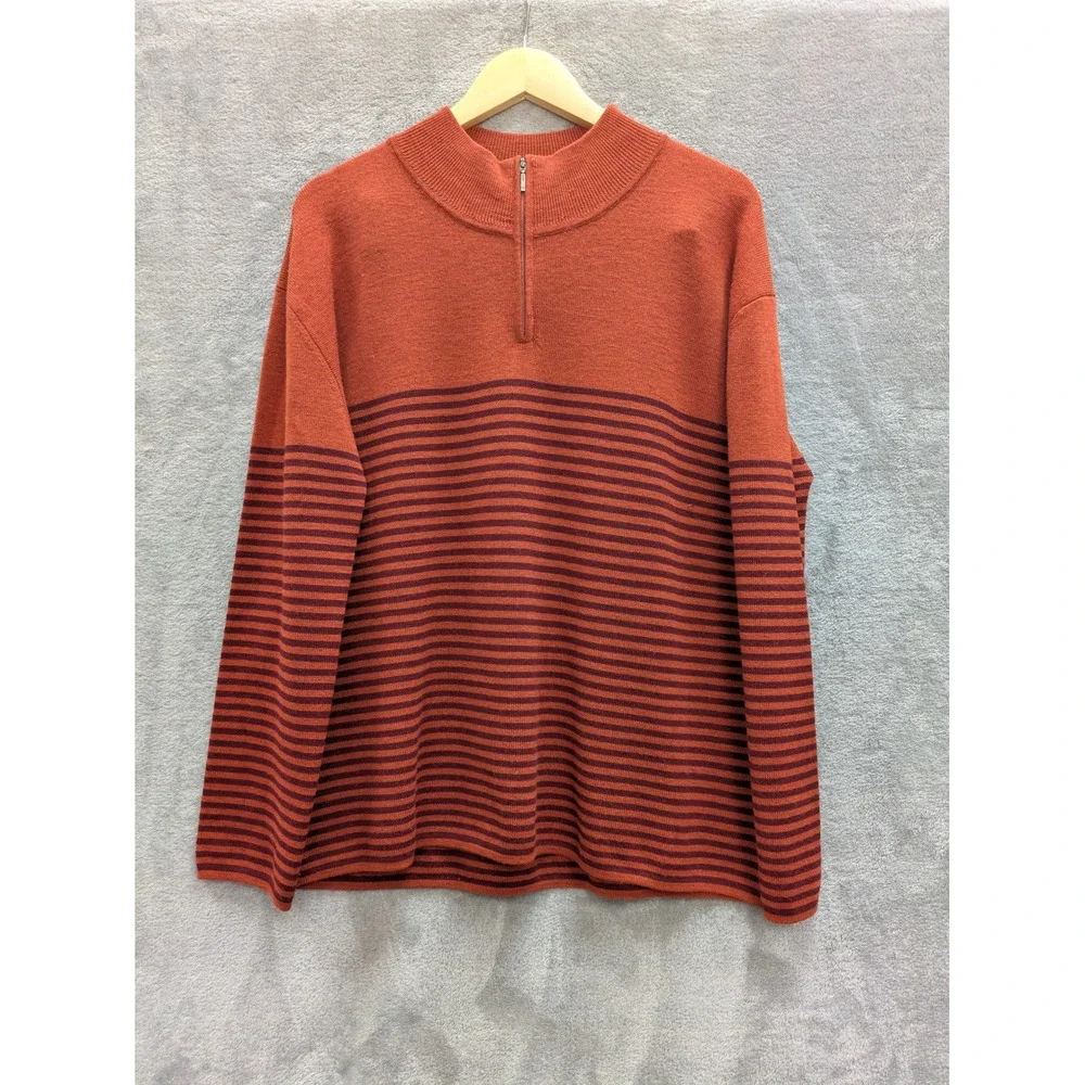 Patagonia Quarter Zip Sweater Mens XL Orange Striped Gorpcore‎